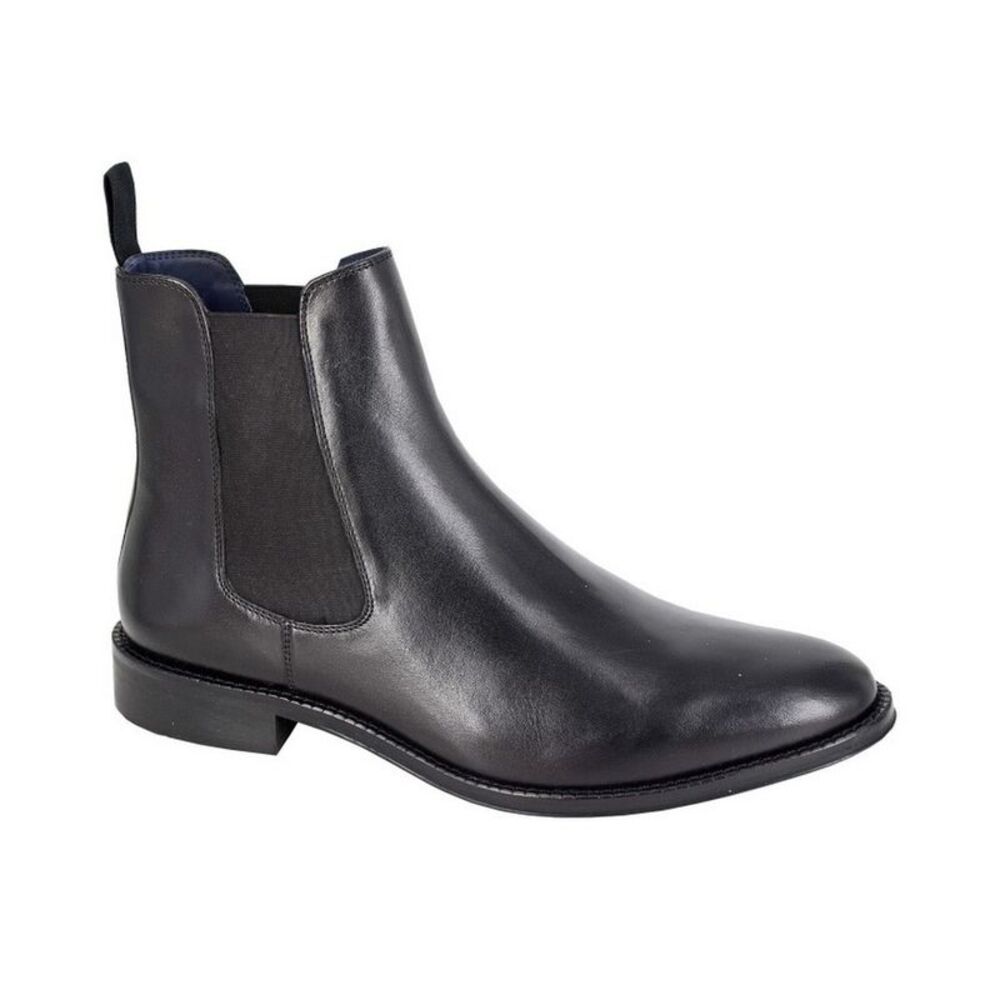 Roamers Mens Plain Leather Ankle Boots / Black